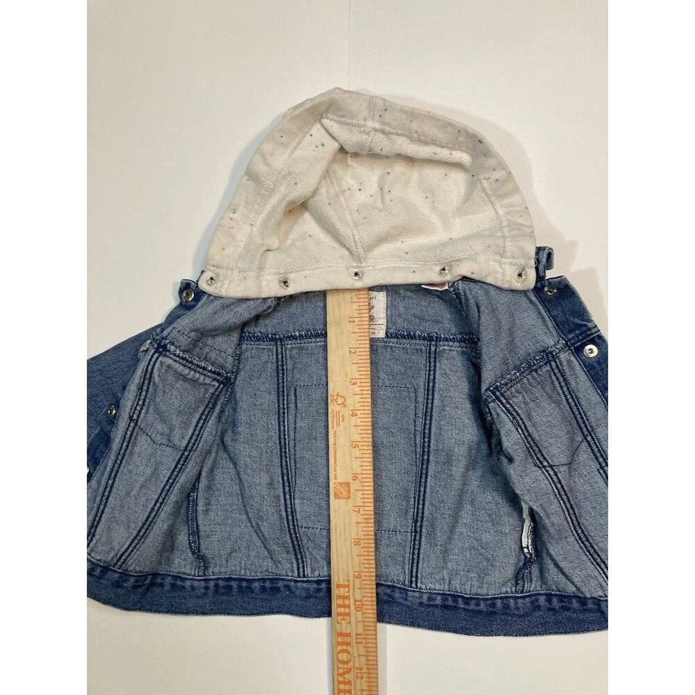 Zara Baby Girl x Pink Panther Terry Hood Love Denim Jacket 9-12m